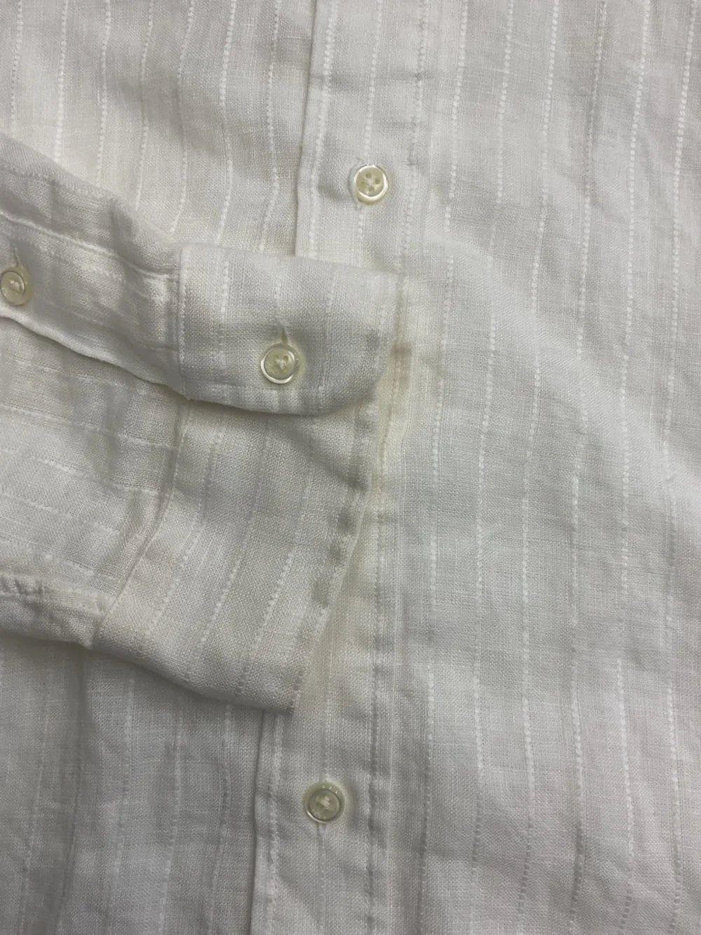 Polo Ralph Lauren Men XXL White Textured Stripe 100% Linen Button Down Shirt